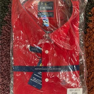 Red Stafford mens dress shirt, brand new still in plastic. Size 17. 36-37